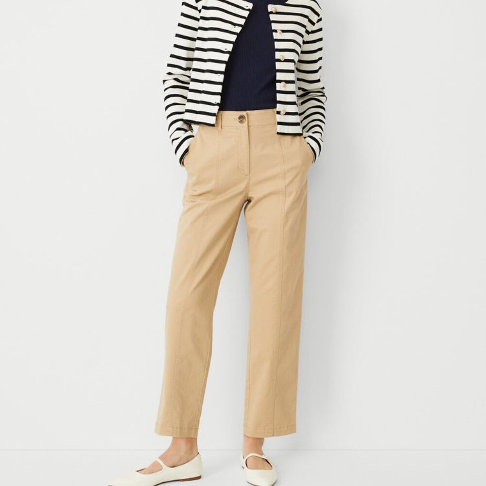 Ann Taylor Weekend Seamed High Rise Straight Ankle Pants in Chino